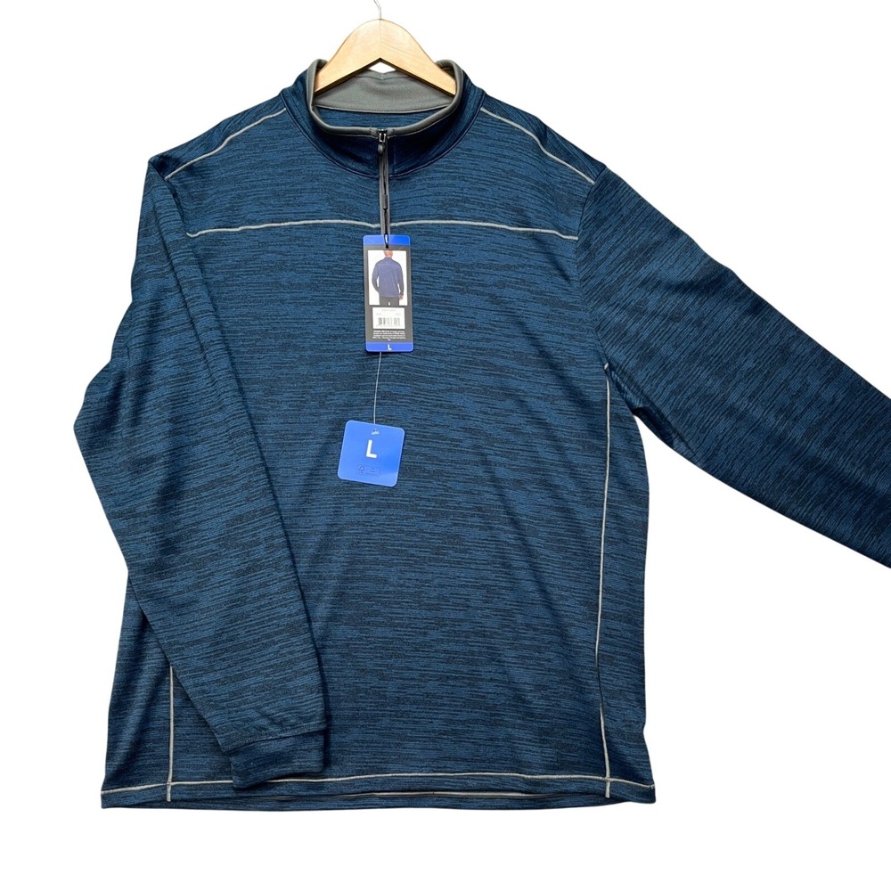 Pebble Beach Pullover Mens‎ Large Blue Quarter Zip Dry-Luxe Performance Golf Top